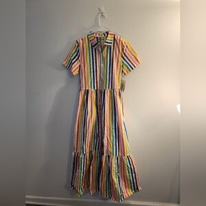 Target Pride Collection Rainbow Striped Dress 100% Cotton Size S